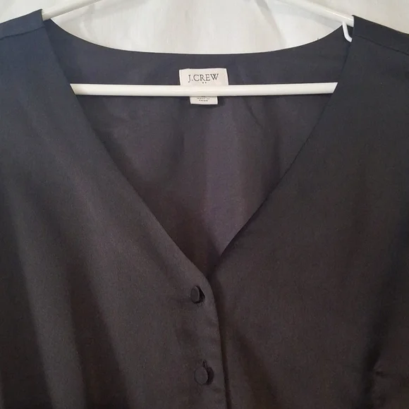 3/$20--J. Crew Black Button-Up Blouse, Cropped, Long Sleeves - Picture 2 of 14